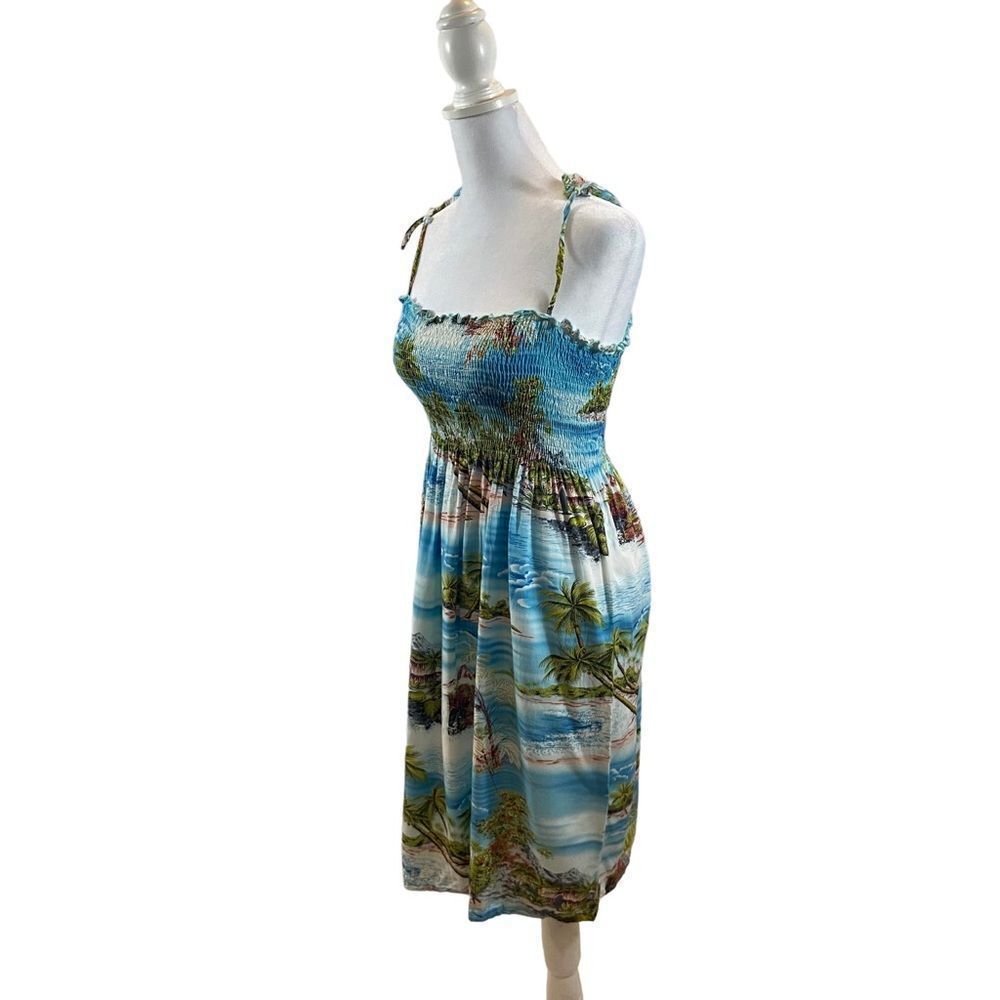 Ladies Puanani brand Hawaiian Print Dress with Tie Straps MADE IN HAWAII Medium